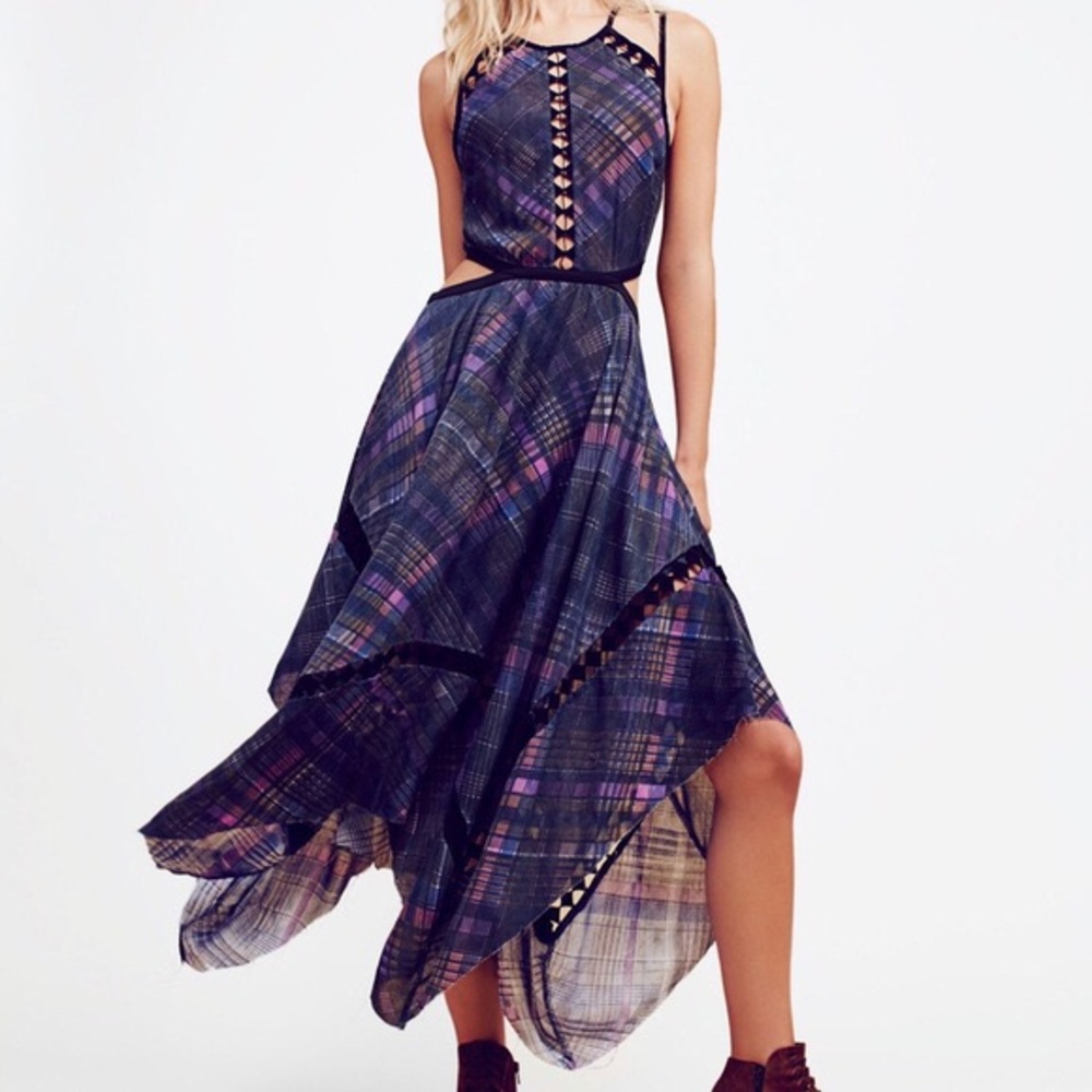 Free People Blue Cutout Glasgow Maxi Dress